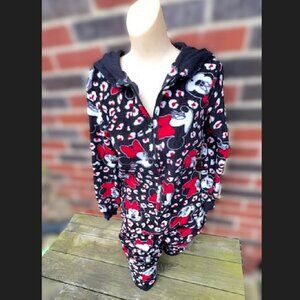 Ladies DISNEY Minnie Mouse JUMPSUIT Pjs Sz S Red White Black Hoodie